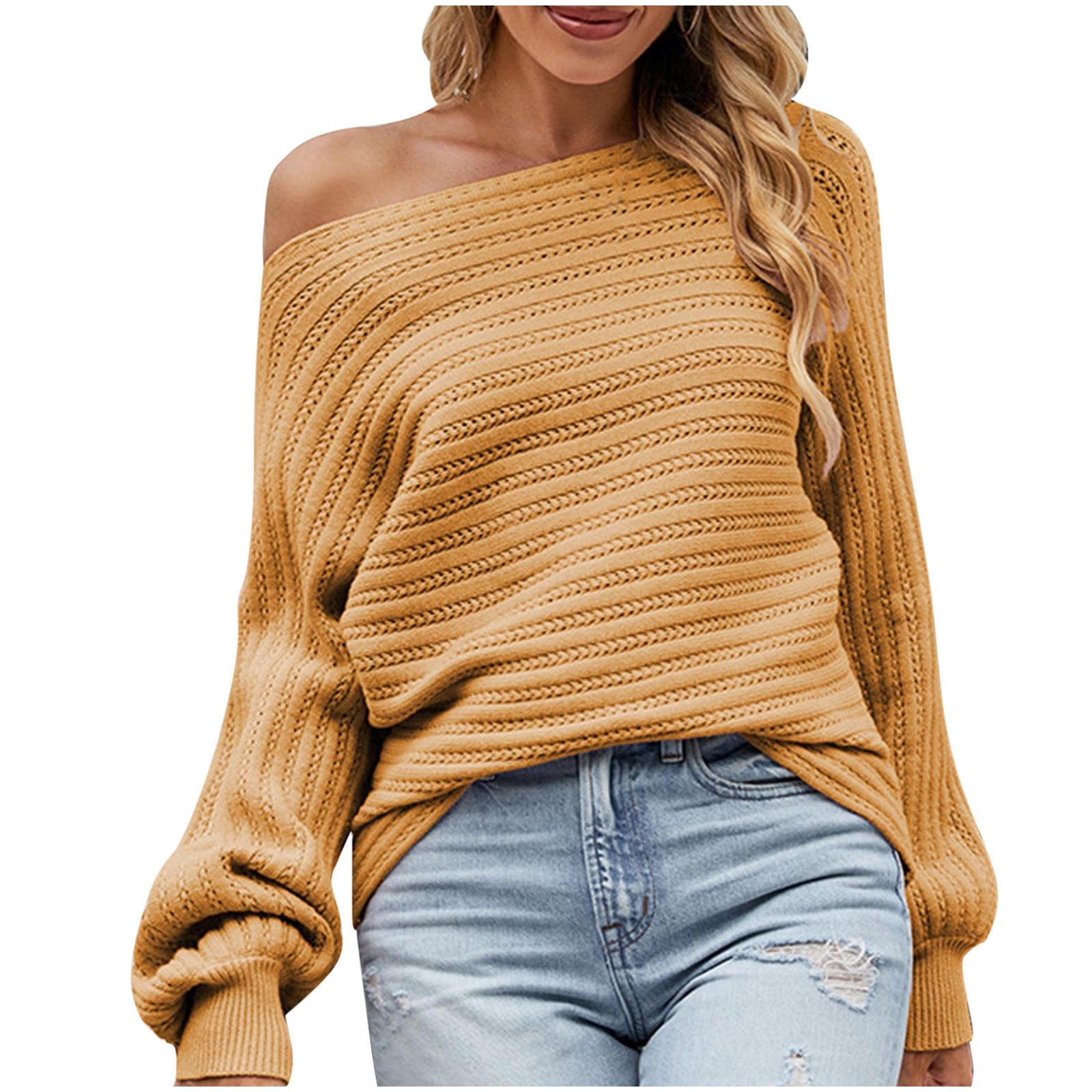 QUYUON Womens Fall Sweaters Womens Off the Shoulder Sweaters QUYUON Womens Fall Sweaters Womens Off the Shoulder Sweaters
