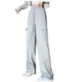 thumbnail image 1 of QUYUON Womens Flowy Pants Women Cargo Pants High Waisted Dressy Pants Pants Women Linen Pants Long Pant Leg Length Joggers Pant Style N-5102 Gray M, 1 of 1