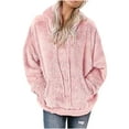 thumbnail image 1 of QUYUON Womens Fuzzy Hoodies Oversized Plush Hooded Sweatshirt Fleece Hoodies with Pockets Sport Pullover Hoodie Athletic Cozy Winter Warm Sweater Coat Shirts Tops Pink XL, 1 of 5