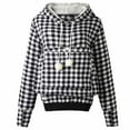 thumbnail image 1 of QUYUON Womens Hooded Fleece Lined Sweatshirts Plaid Printed Front Big Pockets Hoodie Pullover Tops Fuzzy Warm Casual Comfy Loose Long Sleeve Winter Hoodies Sweater Outerwear Black S, 1 of 9