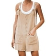 thumbnail image 1 of QUYUON Womens Jumpsuits Women's Plus Size Casual Summer Sleeveless Linen Jumpsuit Shorts Overalls Tie Straps Loose Fit Button Front Pockets Jumpsuits Rompers, Style 534 Khaki 3XL, 1 of 5