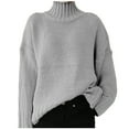 thumbnail image 1 of QUYUON Womens Long Cardigan Sweaters Clearance Women's Turtleneck Oversized Sweaters Fall Long Sleeve Tunic Pullover Sweater Knit Tops Casual Loose Winter Warm Thick Sweater Jumper Shirts Gray M, 1 of 6