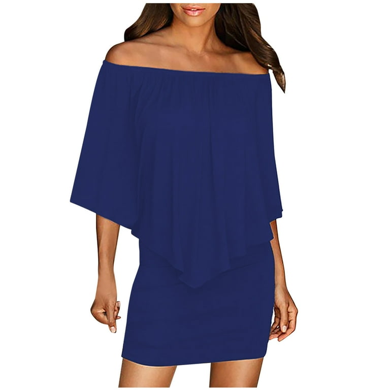 Casual Striped Flounce Off the Shoulder Pencil Skirt Dresses(4 Colors) Casual Striped Flounce Off the Shoulder Pencil Skirt Dresses(4 Colors)