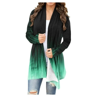 QUYUON Womens Sweaters Cardigan Discount Long Sleeve Fall Cardigan Polyester Long Black Sweater Cardigans Women Cardigan Jacket Style Q-792 Winter Knit Sweater Outerwear Coat Army Green M