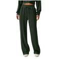 thumbnail image 1 of QUYUON Womens Tall Sweatpants Women's Causal Drawstring High Waisted Straight Wide Leg Sweatpants with Pockets Elastic Waist Lounge Pants Trousers with Pocket Flare Sweat Pants Army Green M, 1 of 6