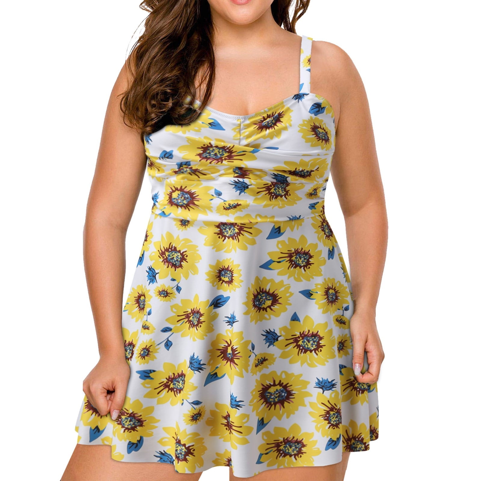 QUYUON Womens Tankinis Bathing Suits Two Piece Lace up Ruffle Swinsuit Plus Size Bathing Suit