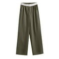 thumbnail image 1 of QUYUON Womens Travel Pants Discount Summer Elastic Waist Color Wide Leg Loose Home Long Pants Plus Size Wide Leg Pants Women Long Pant Leg Length Workwear Style P4642 Army Green XS, 1 of 6