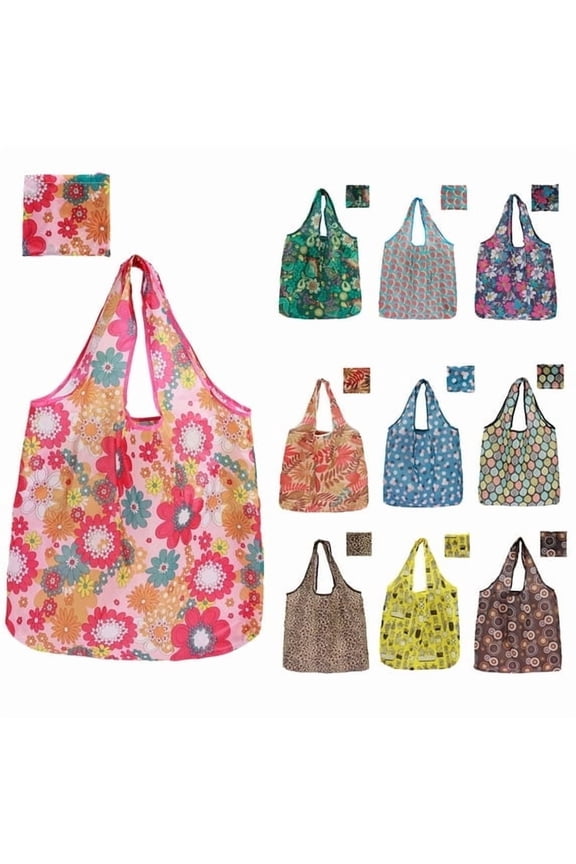 10 Pack Large Capacity Shopping Bags, Reusable and Foldable Grocery Bags with Handle, Washable Tote Bags Eco-Friendly, for Outdoor Travel Food Groceries Storage