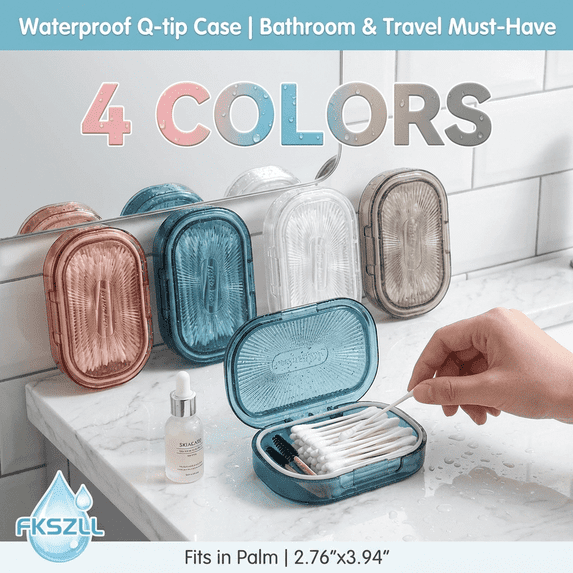 Q Tips Box Fkszll, Travel Qtip Holder, Waterproof Cotton Swab Dispenser, 4 Pack ...