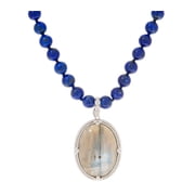 QVC Opaque Lapis Bead & Labradorite Necklace & Enhancer Set Sterling