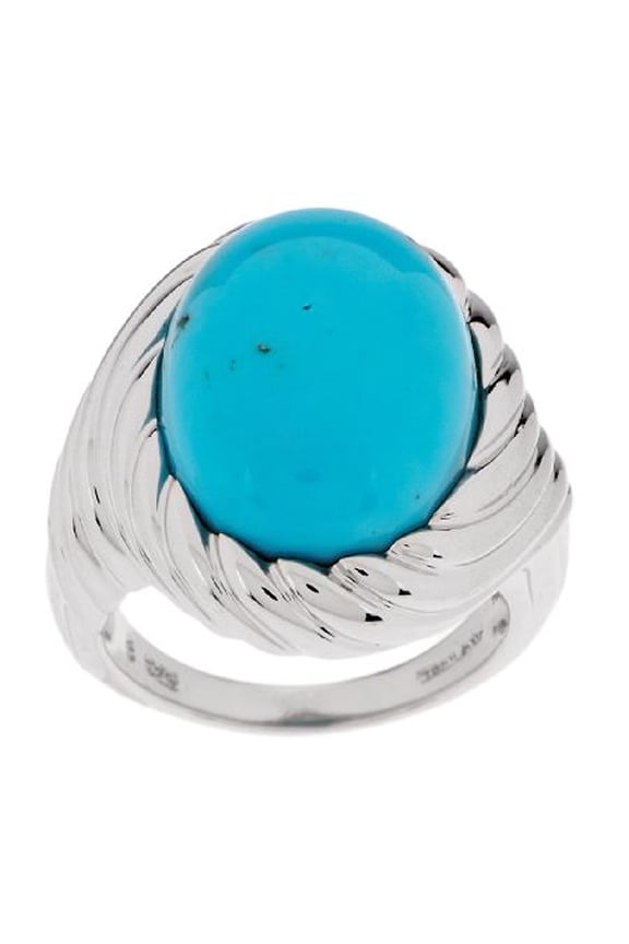 Sterling Silver Bold Turquoise Scroll Design Ring, Size 7
