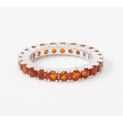 QVC Sterling Silver Madeira Citrine Gemstone Eternity Band Ring Size 6