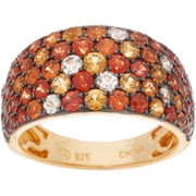 QVC Sterling Silver Pave Orange/White Sapphire Band Ring, Size 8