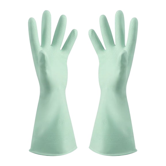 QVNFKO 1-Pairs Reusable Household Gloves, Rubber Dishwashing Gloves, Extra Thickness, Long Sleeves, Kitchen Cleaning, Working, Painting, Gardening, Pet Care D Clearance