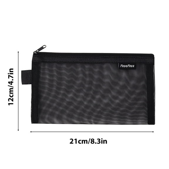 QVNFKO Pencil Case Clear Exam Pencil Pouch Nylon Mesh Zipper Pen Storage Pouch Multipurpose Zipper Pencil Bags for Travel Office Black 11