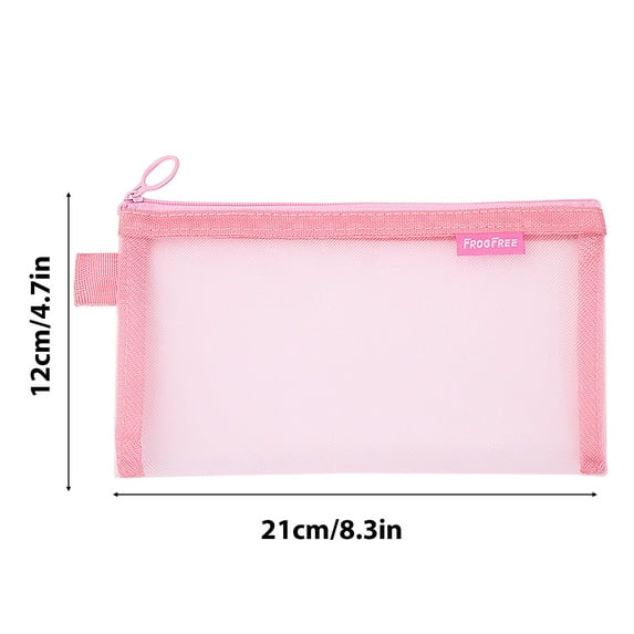 QVNFKO Pencil Case Clear Exam Pencil Pouch Nylon Mesh Zipper Pen Storage Pouch Multipurpose Zipper Pencil Bags for Travel Office Pink 13