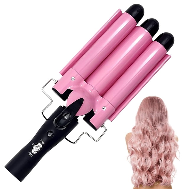 QVOX 3 Barrel Curling Iron, Waver Curling Iron Adjustable 25mm Hair Waver Curling Iron for Long