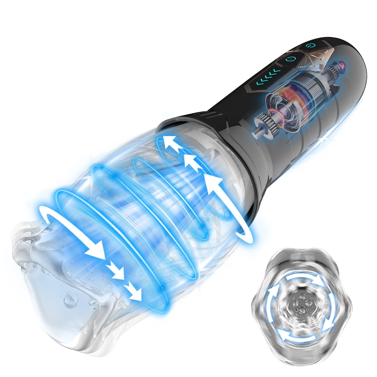QVOX Automatic Male Masturbator Stroker, Masturbator Cup with 10 Vibrations and 5 Frequency Rotating Male Self Pleasure Machine Sex Toys for pic image image