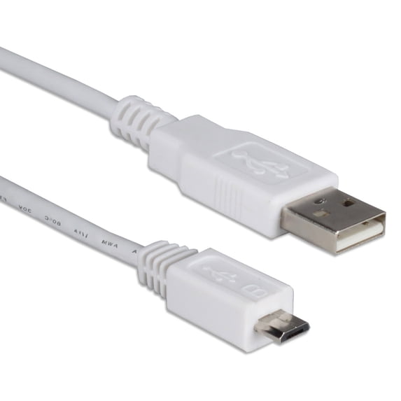 QVS 0.5-Meter Micro-USB Sync & Charger Cable for Smartphone, Tablet, MP3, PDA and GPS, White