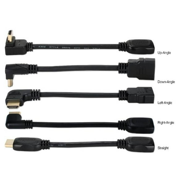 QVS 0.5 ft. High Speed HDMI Ultra HD 4K Angle Adaptors HDTV Hook-Up Install Kit