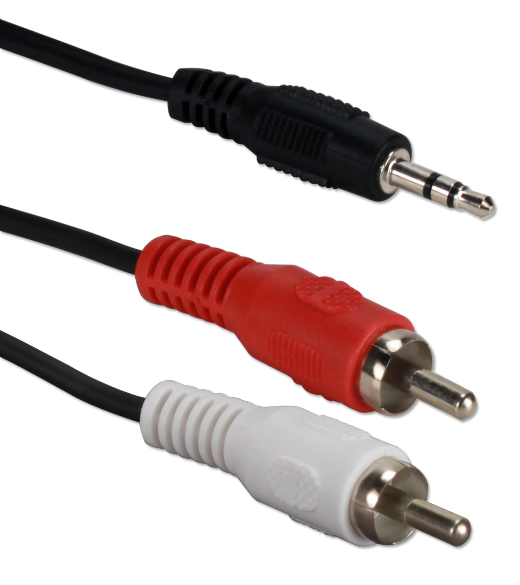 QVS 12ft 3.5mm Mini-Stereo Male to Dual-RCA Male Speaker Cable - image 1 of 2