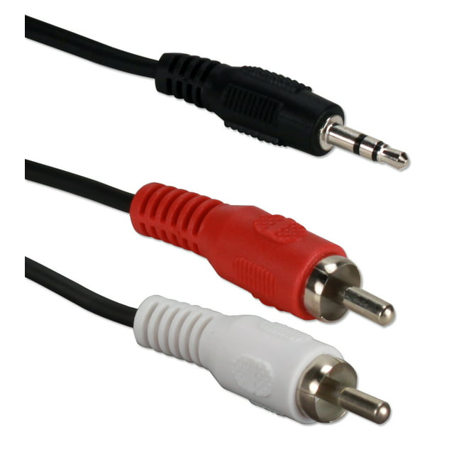 QVS 12ft 3.5mm Mini-Stereo Male to Dual-RCA Male Speaker Cable