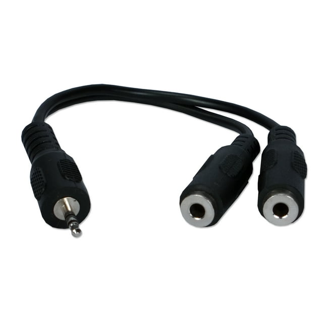 QVS 2.5mm Mini-Stereo Male to Two 3.5mm Female Speaker Splitter Cable