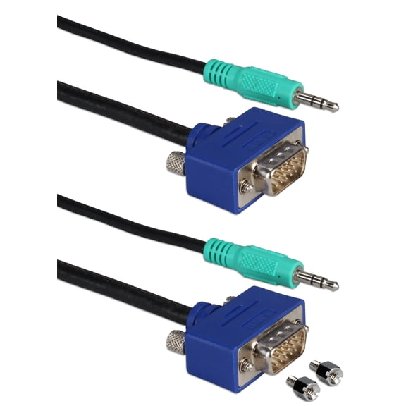 QVS 25ft High Performance UltraThin VGA/UXGA HDTV/HD15 with Audio Tri-Shield Fully-Wired Cable with Panel-Mountable Connectors