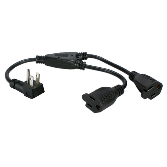 QVS 6-Pack 12 Inches 90degree Flat-Plug OutletSaver AC Power Splitter Adaptor