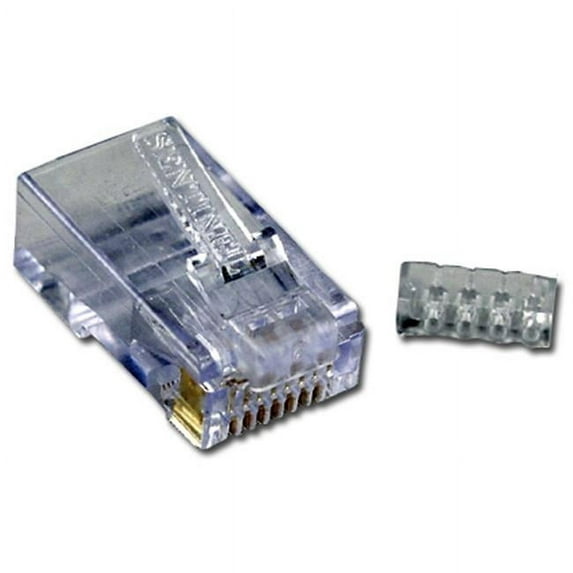 QVS CR6SD-100 CAT6 RJ45 50u Crimp Connectors with Wire-Loading Guide - 100 Piece