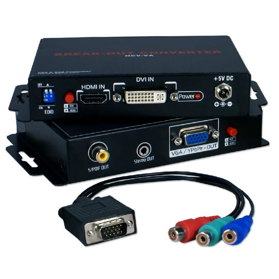 QVS HCV-VA HDMI- DVI HDTV & HDCP to VGA- RGB 720p & 1080p Break-Outs