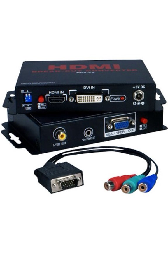 HCV-VA HDMI- DVI HDTV & HDCP to VGA- RGB 720p & 1080p Break-Outs