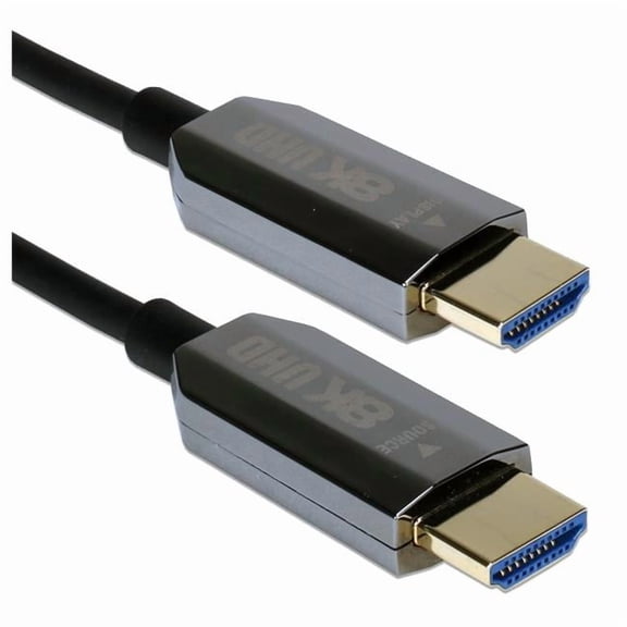 QVS HF8-100M 100 m Active HDMI UltraHD 8K-60Hz with Ethernet M-M Cable, Black