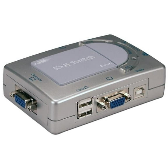 QVS KVM-12UN2 USB 2.0 2 Port KVM Compact Switch with Built-in 2Port Hub