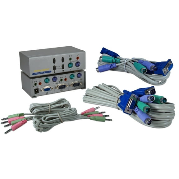 QVS KVMS-12A PS-2 2Port KVM Audio Premium Autoswitch with Combo Cable