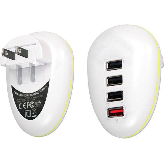4-Port 2.5Amp USB Universal AC Charger with Folding Power Plug