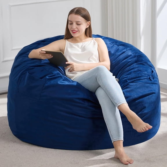 QW 3FT Bean Bag Chair Giant Bean Bag Chairs for Adults Large Bean Chairs with Removable Cover, Beanbag Chair with Filler, Adult Bean Bag Chairs for Living Room, Bedroom