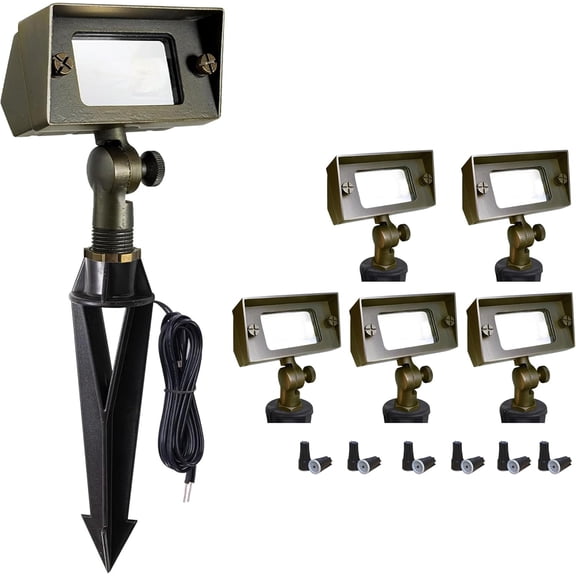 QW Cast Brass Flood Light, Wall Wash Light Without Bulb, Low Voltage Flood Light Outdoor with Adjustable Knuckle Mount, Waterproof Landscape Lighting of Outdoor Wall, Garden (6-Pack Without Bulb)