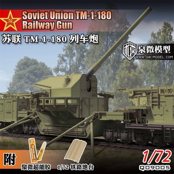 QW Q09005 1/72 Soviet Union TM-1-180 Railway Gun Military Precision Model Kit