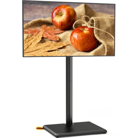 QW Universal Floor TV Stand with Mount for Most 32-60 Inch TVs up to 88lbs, Height Adjustable TV Floor Stand with Wood Base for Space Saving, Tall Floor TV Stand for Bedroom, Corner & Living Room