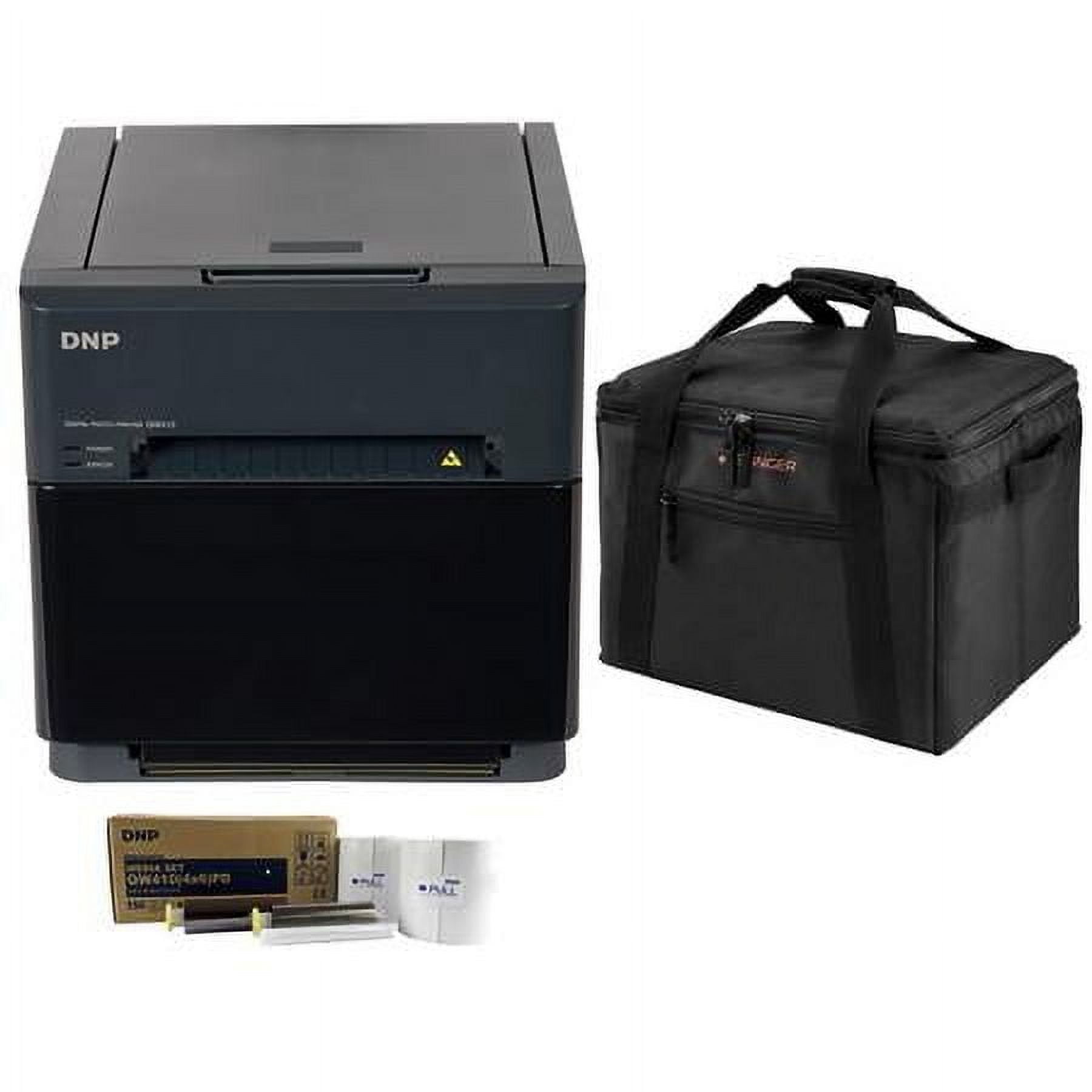 DNP DNP QW410 4.5-inch Dye-Sublimation Professional Event Photo Booth Printer Essential Bundle with 4x6-inch DNP Digital Media, 2 Rolls (300 Total Prints), Slinger Printer Case