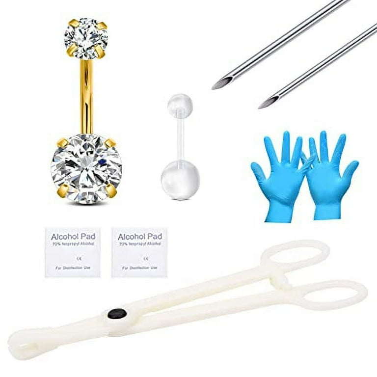 QWALIT Belly Button Piercing Kit Belly Piercing Kit Navel Piercing Kit Stainless Steel Gold Belly Piercing Kit Walmart