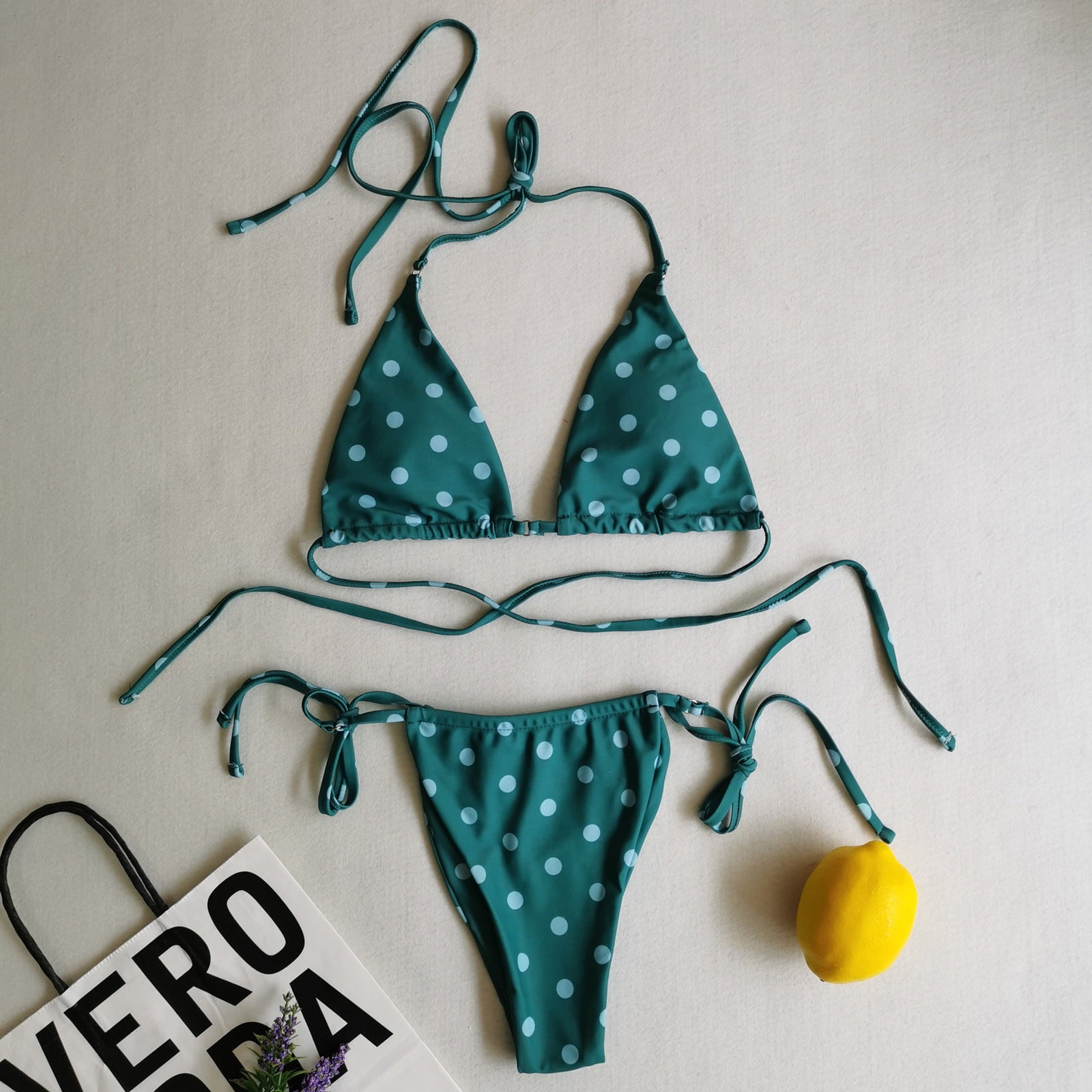 QWANG 2023 Summer Women Sexy Print Bandage Swimsuit 2 Piece Bathing Suit  Bikini Set Split Swimsuit 