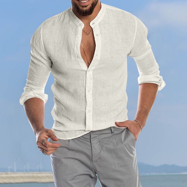 QWANG Designer Spring Summer 2023 Fashion Men's Casual Cotton Linen