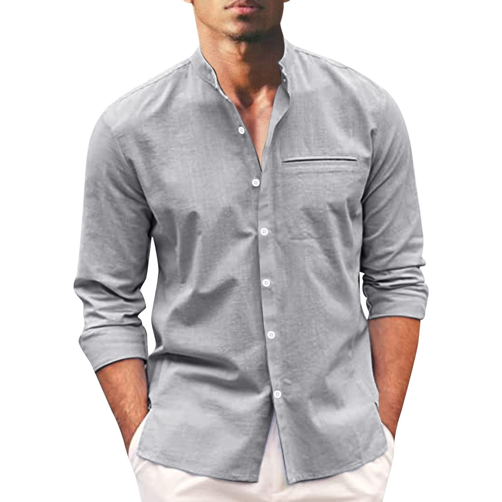 QWANG Men Mens Oxford Dress Shirts Long Sleeve Button Down Shirt