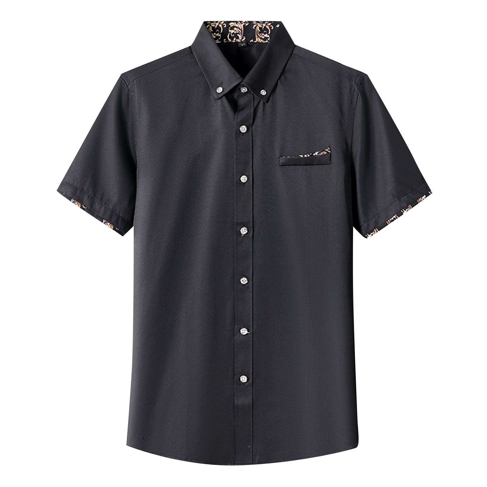 QWANG Mens Short Sleeve Dress Shirts Wrinkle Free Solid Casual Button Down Shirts with Pocket