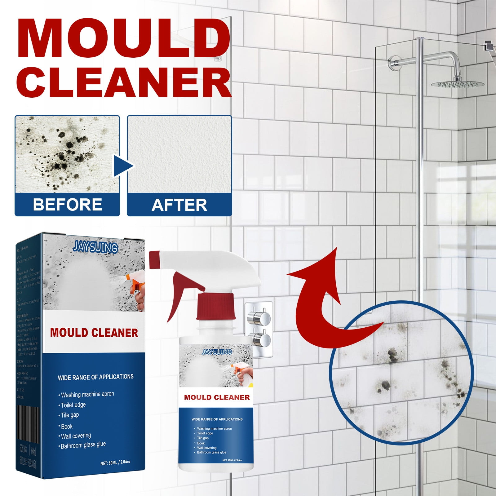 QWANG Mold Remover Spray, Mold and Mildew Remover for Kitchen & Shower