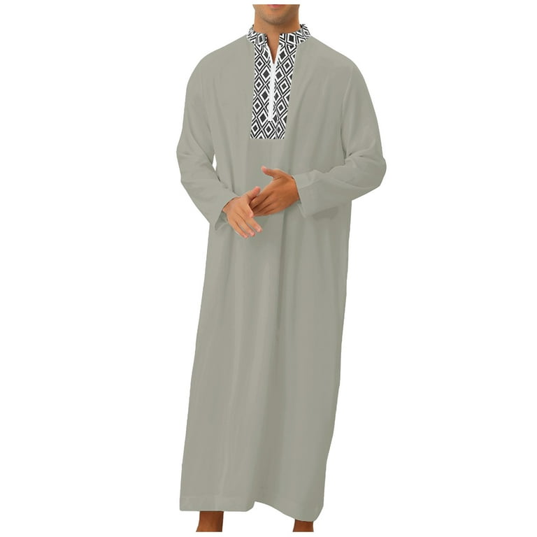 QWANG Muslim Thobe for Men Button down Mens Caftans Big and Tall