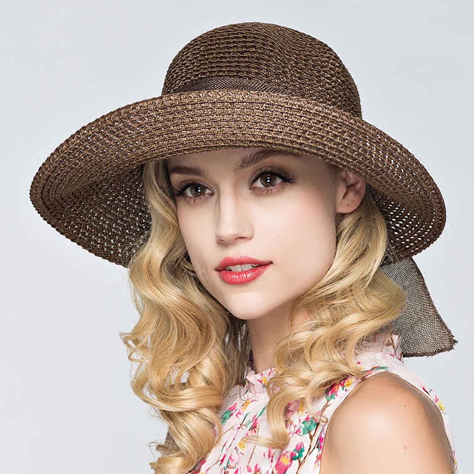 QWANG Women Floppy Sun Hats Fashionable Summer Wide Cap BeachStraw Hat