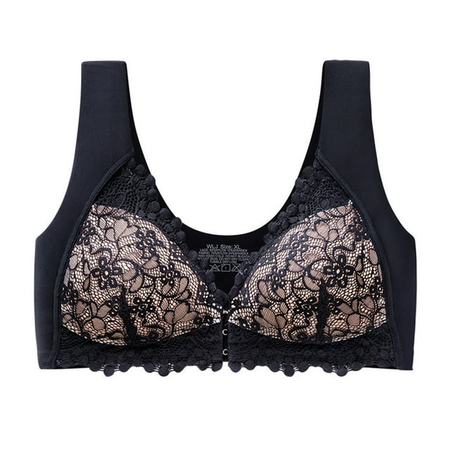 QWANG Womens Sports Plus Size Bra,Casual Sexy Lace Front Button Shaping ...